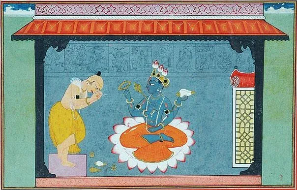 Illustration de Krishna enseignant la Gîtâgovinda