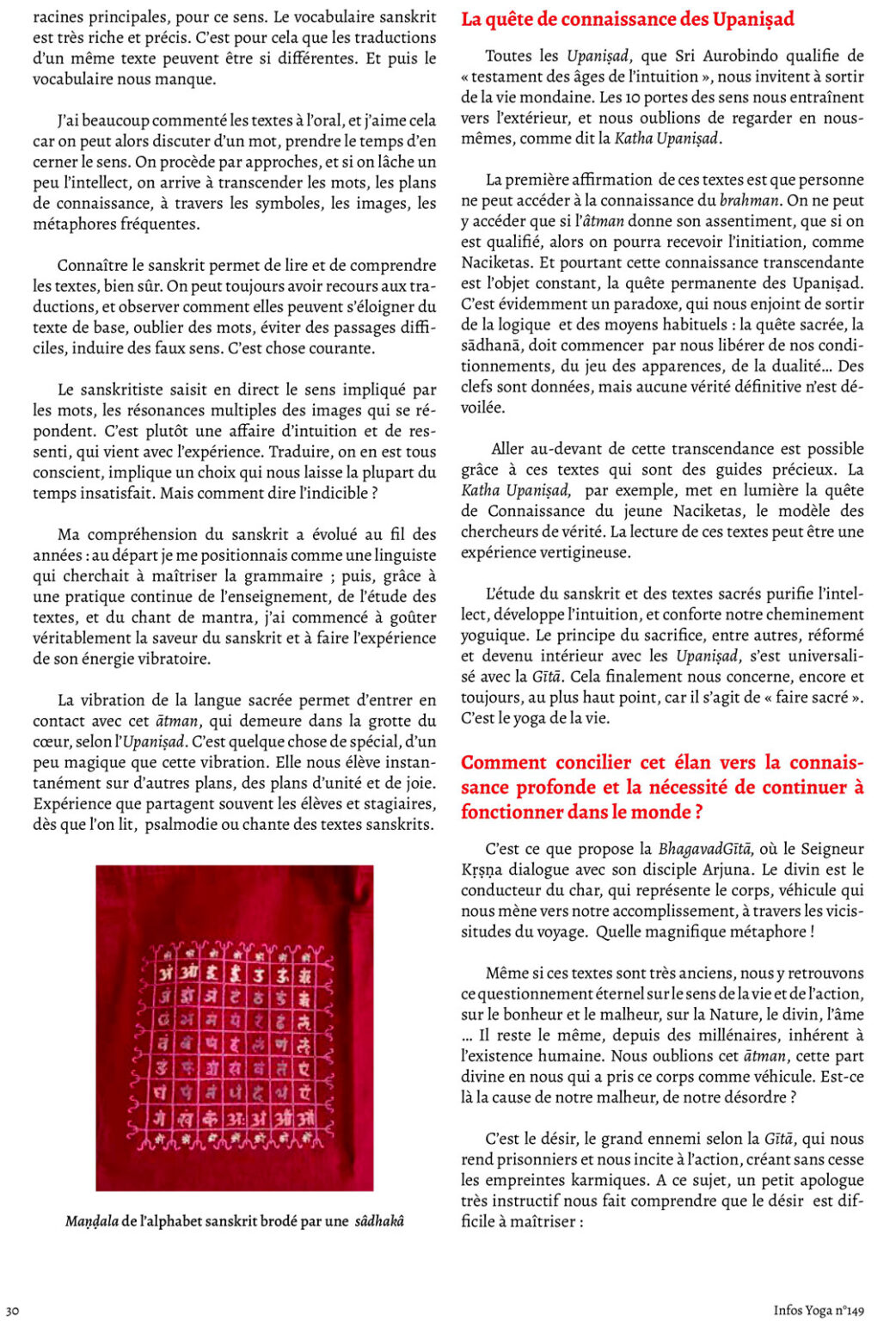 Infos Yoga N°149 Les délices de la découverte du Sanskrit par Dîpa