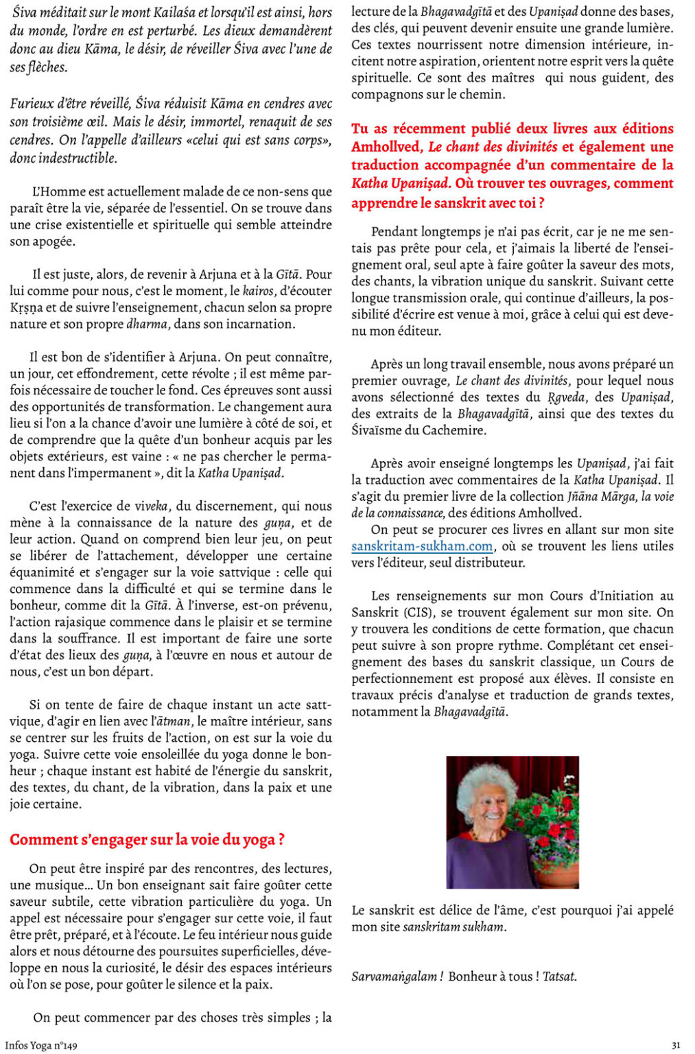 Infos Yoga N°149 Les délices de la découverte du Sanskrit par Dîpa